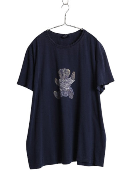90s ポロベア ポロスポーツ ラルフローレン プリント 半袖 Tシャツ メンズ XL / 古着 オールド キャラクター クルーネック 紺 大きいサイズ