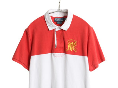 90s ポロ ラルフローレン ボーダー 鹿の子 半袖 ポロシャツ メンズ L / オールド 半袖シャツ ラガーシャツ タイプ ワンポイント カットソー