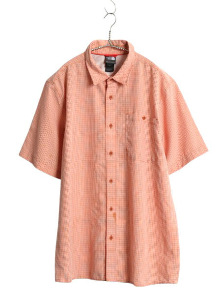 ノースフェイス ギンガム チェック 半袖 シャツ メンズ XL / アウトドア レーヨン 混 速乾 ボックス マルチカラー カジュアル 大きいサイズ