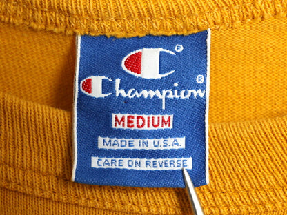 80s USA製 チャンピオン 半袖 Tシャツ メンズ М 小さめ S 程/ ヴィンテージ 100% コットン ヘビーウェイト ワンポイント スクリプト ロゴ