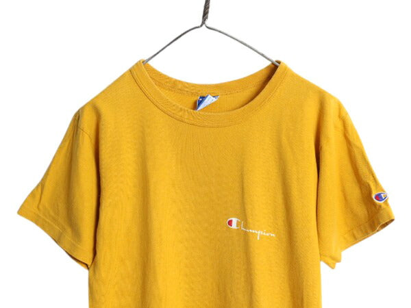 80s USA製 チャンピオン 半袖 Tシャツ メンズ М 小さめ S 程/ ヴィンテージ 100% コットン ヘビーウェイト ワンポイント スクリプト ロゴ