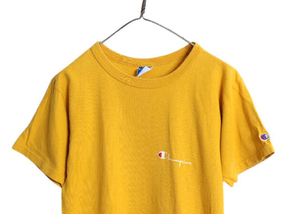 80s USA製 チャンピオン 半袖 Tシャツ メンズ М 小さめ S 程/ ヴィンテージ 100% コットン ヘビーウェイト ワンポイント スクリプト ロゴ