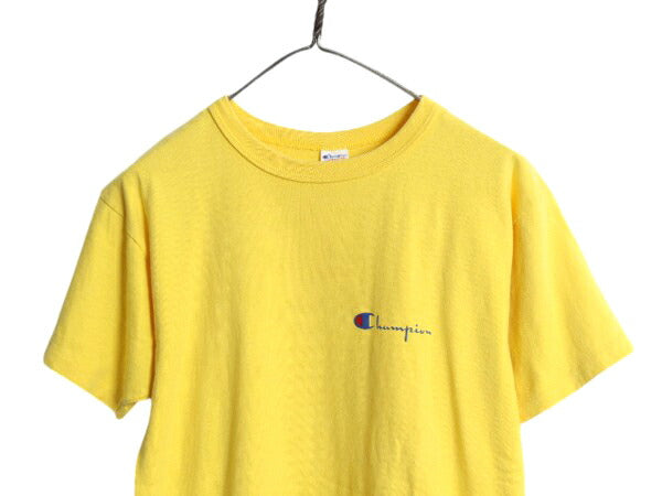 80s USA製 チャンピオン 半袖 Tシャツ メンズ М 小さめ S 程/ ヴィンテージ 100% コットン ワンポイント ヘビーウェイト スクリプト ロゴ