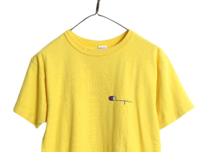 80s USA製 チャンピオン 半袖 Tシャツ メンズ М 小さめ S 程/ ヴィンテージ 100% コットン ワンポイント ヘビーウェイト スクリプト ロゴ