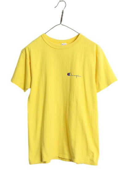 80s USA製 チャンピオン 半袖 Tシャツ メンズ М 小さめ S 程/ ヴィンテージ 100% コットン ワンポイント ヘビーウェイト スクリプト ロゴ