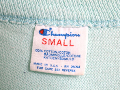 80s USA製 チャンピオン 半袖 Tシャツ レディース S / ヴィンテージ 100% コットン ワンポイント ヘビーウェイト 目付き スクリプト ロゴ