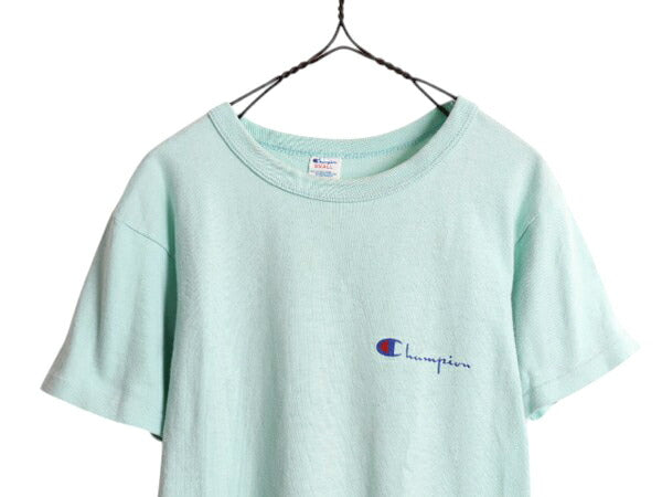 80s USA製 チャンピオン 半袖 Tシャツ レディース S / ヴィンテージ 100% コットン ワンポイント ヘビーウェイト 目付き スクリプト ロゴ