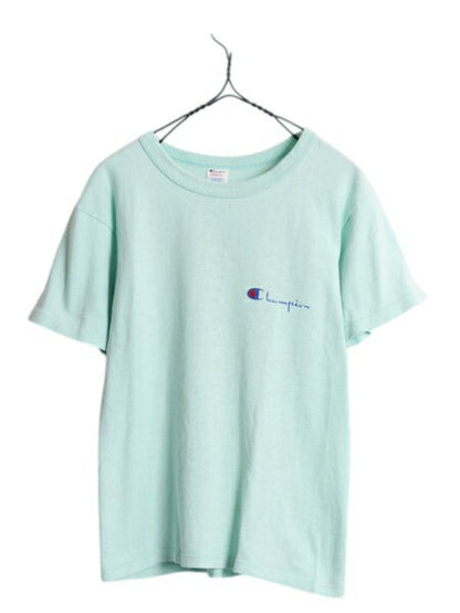 80s USA製 チャンピオン 半袖 Tシャツ レディース S / ヴィンテージ 100% コットン ワンポイント ヘビーウェイト 目付き スクリプト ロゴ