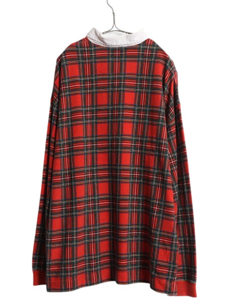 90s オールド ギャップ チェック 長袖 ラガーシャツ メンズ XL 旧タグ ラグビー 長袖シャツ コットン ボックス マルチカラー 大きいサイズ