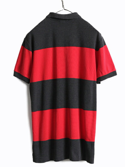 90s ■ ポロスポーツ ラルフローレン ボーダー 半袖 ポロシャツ メンズ M / 90年代 オールド POLO SPORT ポロ 半袖シャツ 2トーン 星条旗