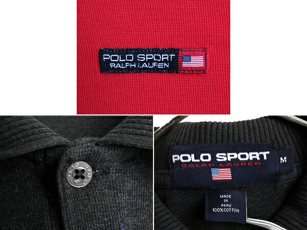90s ■ ポロスポーツ ラルフローレン ボーダー 半袖 ポロシャツ メンズ M / 90年代 オールド POLO SPORT ポロ 半袖シャツ 2トーン 星条旗