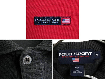 90s ■ ポロスポーツ ラルフローレン ボーダー 半袖 ポロシャツ メンズ M / 90年代 オールド POLO SPORT ポロ 半袖シャツ 2トーン 星条旗