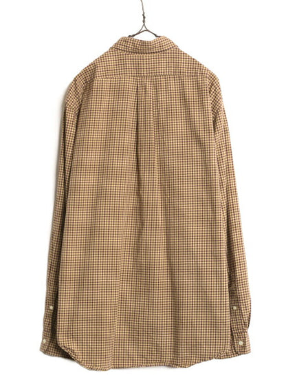 90s ラルフローレン ギンガム チェック 長袖 ボタンダウン シャツ メンズ XL 古着 90年代 オールド ポロ コットン ワンポイント 長袖シャツ