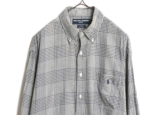 90s ラルフローレン ゴルフ チェック 長袖 ボタンダウン シャツ メンズ L / 90年代 オールド POLO GOLF TILDEN ポロ コットン ワンポイント