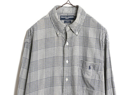 90s ラルフローレン ゴルフ チェック 長袖 ボタンダウン シャツ メンズ L / 90年代 オールド POLO GOLF TILDEN ポロ コットン ワンポイント