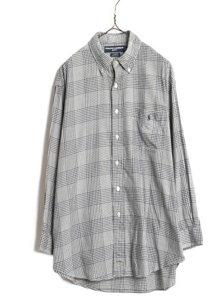 90s ラルフローレン ゴルフ チェック 長袖 ボタンダウン シャツ メンズ L / 90年代 オールド POLO GOLF TILDEN ポロ コットン ワンポイント