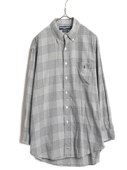 90s ラルフローレン ゴルフ チェック 長袖 ボタンダウン シャツ メンズ L / 90年代 オールド POLO GOLF TILDEN ポロ コットン ワンポイント