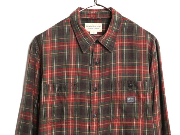 デニム&サプライ ラルフローレン チェック 長袖 シャツ メンズ L ポロ DENIM&SUPPLY コットン マチ付き ヴィンテージ モデル マルチカラー