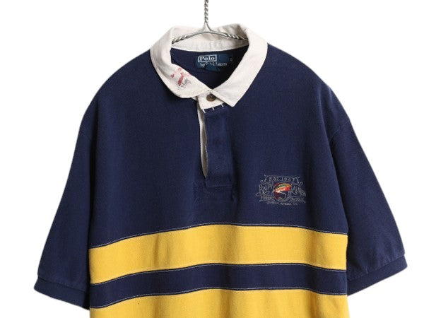 00s ポロ ラルフローレン ボーダー 鹿の子 半袖 ポロシャツ メンズ XL / オールド 半袖シャツ ラガーシャツ タイプ ラグビー 大きいサイズ