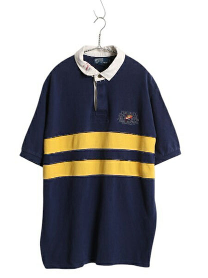 00s ポロ ラルフローレン ボーダー 鹿の子 半袖 ポロシャツ メンズ XL / オールド 半袖シャツ ラガーシャツ タイプ ラグビー 大きいサイズ