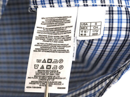 ブルックスブラザーズ チェック 長袖 ボタンダウン シャツ メンズ S / 古着 オックスフォード ストレッチ コットン ワイシャツ スリム 細身