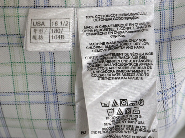 ブルックスブラザーズ チェック 長袖 シャツ メンズ L 程 古着 コットン 長袖シャツ ワイシャツ ノーアイロン マルチカラー スリムフィット