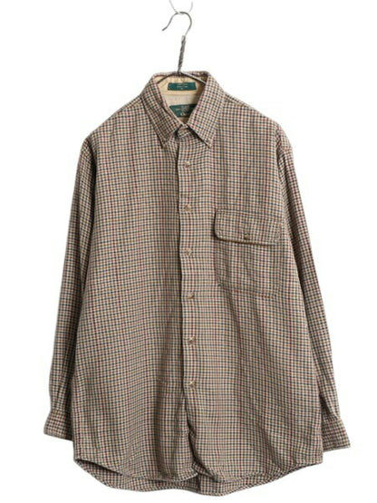 90s オービス チェック ボタンダウン 長袖 フランネル シャツ メンズ M オールド 旧タグ 長袖シャツ ネルシャツ コットン マルチカラー BD