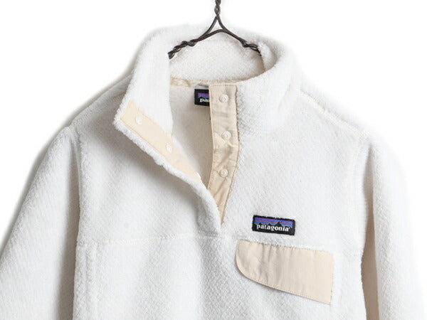 希少サイズ XS ■ 18年製 パタゴニア リツール スナップT プルオーバー ジャケット ( レディース ) 古着 Patagonia フリース ブルゾン 白
