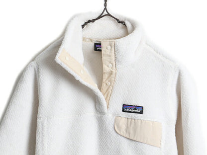 希少サイズ XS ■ 18年製 パタゴニア リツール スナップT プルオーバー ジャケット ( レディース ) 古着 Patagonia フリース ブルゾン 白