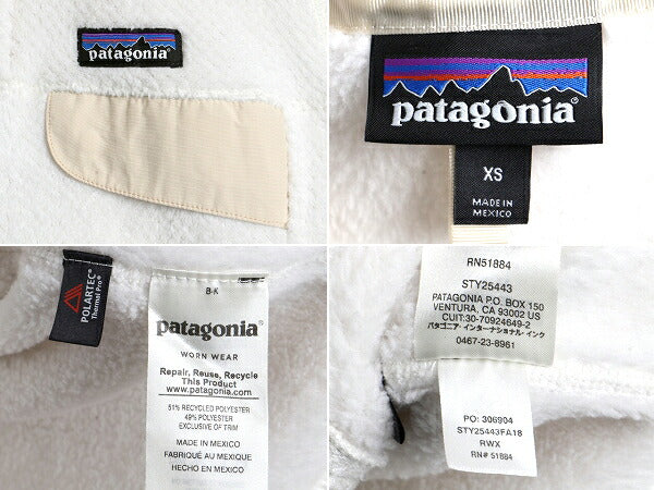 希少サイズ XS ■ 18年製 パタゴニア リツール スナップT プルオーバー ジャケット ( レディース ) 古着 Patagonia フリース ブルゾン 白
