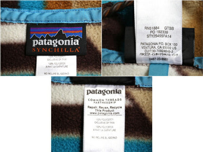 パタゴニア 総柄 ライトウェイト シンチラ スナップT レディース М 古着 14年製 PATAGONIA ネイティブ フリース プルオーバー ジャケット