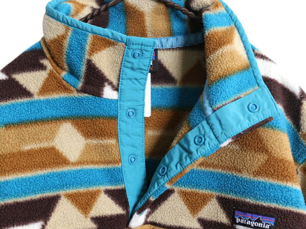 パタゴニア 総柄 ライトウェイト シンチラ スナップT レディース М 古着 14年製 PATAGONIA ネイティブ フリース プルオーバー ジャケット