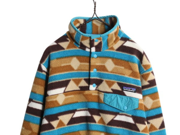 パタゴニア 総柄 ライトウェイト シンチラ スナップT レディース М 古着 14年製 PATAGONIA ネイティブ フリース プルオーバー ジャケット