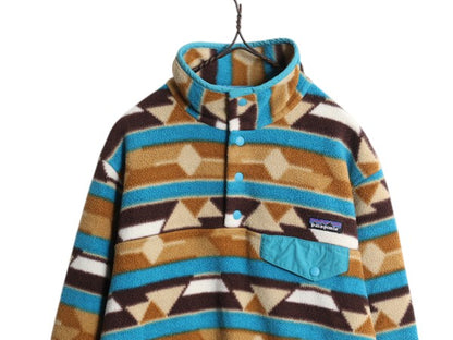パタゴニア 総柄 ライトウェイト シンチラ スナップT レディース М 古着 14年製 PATAGONIA ネイティブ フリース プルオーバー ジャケット