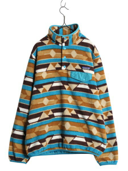 パタゴニア 総柄 ライトウェイト シンチラ スナップT レディース М 古着 14年製 PATAGONIA ネイティブ フリース プルオーバー ジャケット