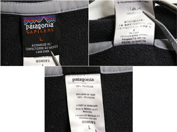00s パタゴニア キャプリーン ハーフジップ 長袖 フリース Tシャツ レディース L / 古着 04年製 オールド PATAGONIA ハイネック ロンT 濃灰