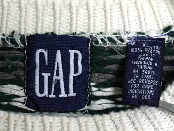 90s OLD GAP ノルディック 立体編み コットン ニット セーター メンズ XL オールド ギャップ 大きいサイズ 3D ヘビーウェイト マルチカラー