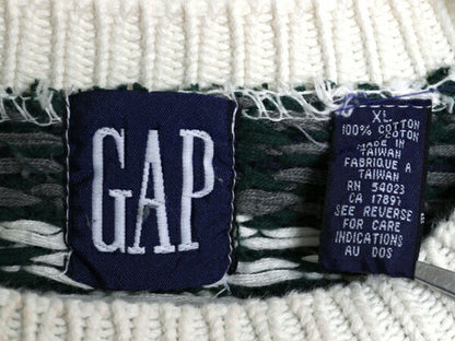 90s OLD GAP ノルディック 立体編み コットン ニット セーター メンズ XL オールド ギャップ 大きいサイズ 3D ヘビーウェイト マルチカラー