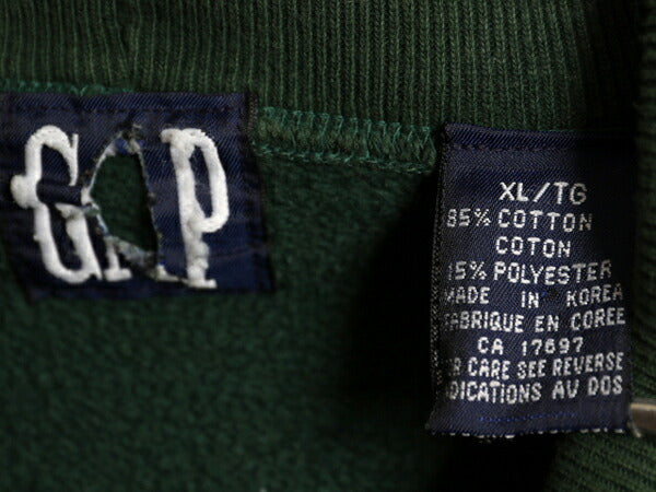 90s OLD GAP タートルネック 無地 スウェット メンズ レディース XL / 古着 90年代 オールド ギャップ 前V トレーナー ヘビーウエイト 緑