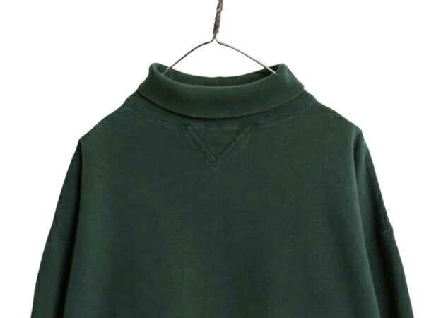90s OLD GAP タートルネック 無地 スウェット メンズ レディース XL / 古着 90年代 オールド ギャップ 前V トレーナー ヘビーウエイト 緑