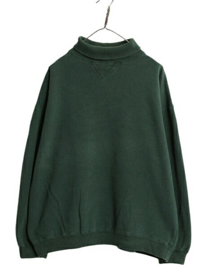 90s OLD GAP タートルネック 無地 スウェット メンズ レディース XL / 古着 90年代 オールド ギャップ 前V トレーナー ヘビーウエイト 緑