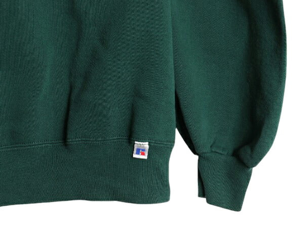 90s USA製 ラッセル 無地 スウェット メンズ レディース XL / 90年代 オールド RUSSELL トレーナー 前V 裏起毛 スエット クルーネック 緑