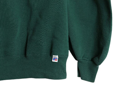 90s USA製 ラッセル 無地 スウェット メンズ レディース XL / 90年代 オールド RUSSELL トレーナー 前V 裏起毛 スエット クルーネック 緑