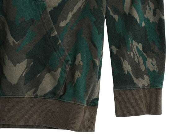 ノースフェイス 迷彩 総柄 ロゴ プリント スウェット フード パーカー キッズ L レディース XS 程/ 古着 The North Face 裏起毛 トレーナー