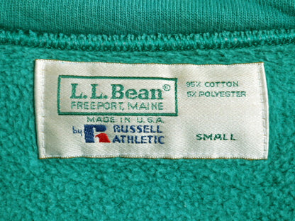 80s 90s USA製 エルエルビーン ラッセル 別注 ハーフジップ スウェット メンズ S 無地 ポケット付き LLBean RUSSELL 裏起毛 ハイネック 緑