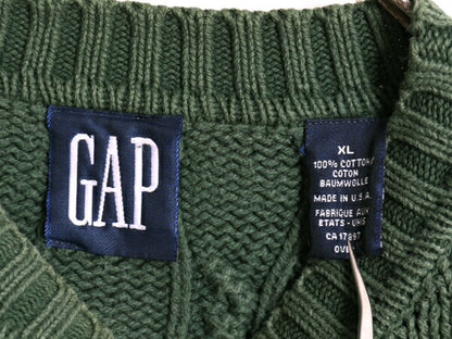 90s OLD GAP コットン ケーブル ニット セーター メンズ XL / オールド ギャップ ヘビーウェイト 無地 モックネック 大きいサイズ 旧タグ