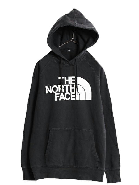 US企画 ノースフェイス プリント スウェット フード パーカー レディース M 程/ The North Face プルオーバー 裏起毛 トレーナー ブラック