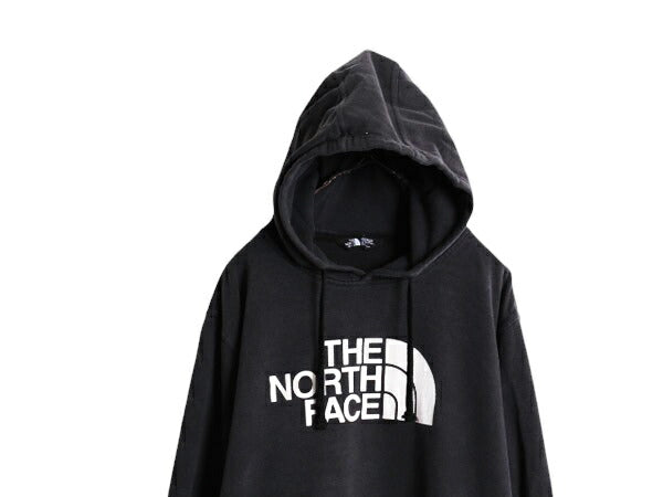 US企画 ノースフェイス プリント スウェット フード パーカー メンズ XL 古着 The North Face トレーナー スエット プルオーバー ブラック