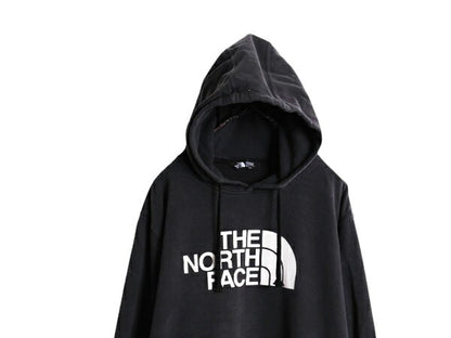 US企画 ノースフェイス プリント スウェット フード パーカー メンズ XL 古着 The North Face トレーナー スエット プルオーバー ブラック