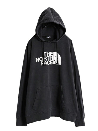 US企画 ノースフェイス プリント スウェット フード パーカー メンズ XL 古着 The North Face トレーナー スエット プルオーバー ブラック